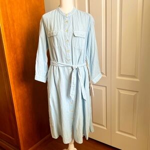 NWT ZARA linen button down midi shirt dress. Size L.